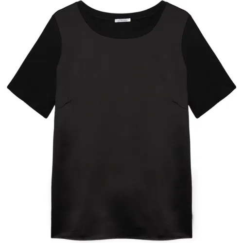 Satin und Jersey T-Shirt , Damen, Größe: XS - Fiorella Rubino - Modalova