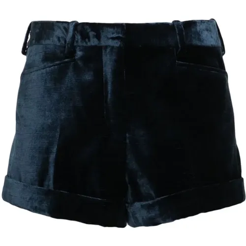 Blaue Samtshorts mit Dart-Detailing , Damen, Größe: XS - Tom Ford - Modalova