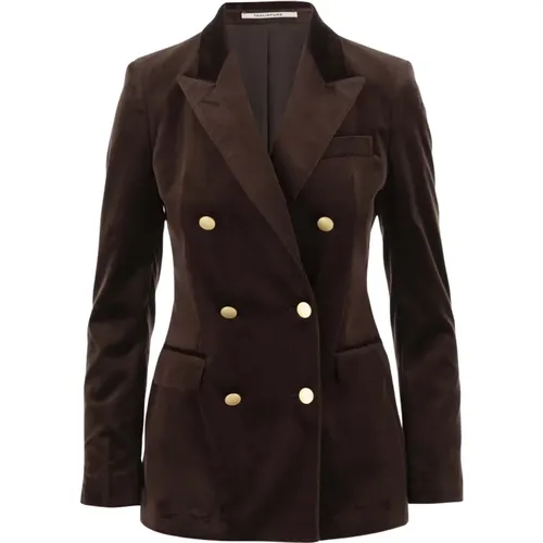 Velvet Double-Breasted Jacket , female, Sizes: S - Tagliatore - Modalova