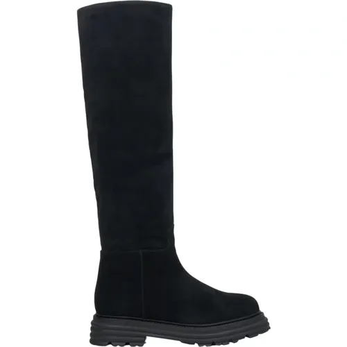 Damen Schwarze Velours Winterstiefel Er00114218 , Damen, Größe: 38 EU - Estro - Modalova