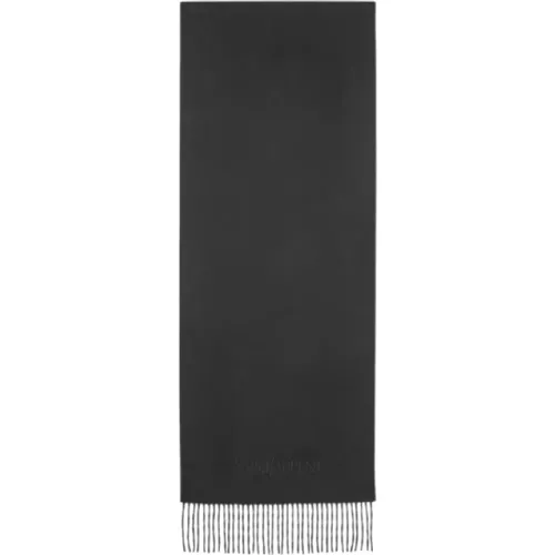 Cashmere Embroidered Fringed Scarf , male, Sizes: ONE SIZE - Saint Laurent - Modalova