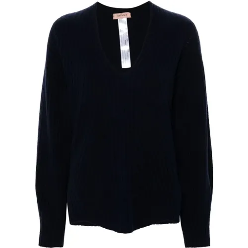 Indigo Knit Sweater , female, Sizes: M, XS, S - Twinset - Modalova