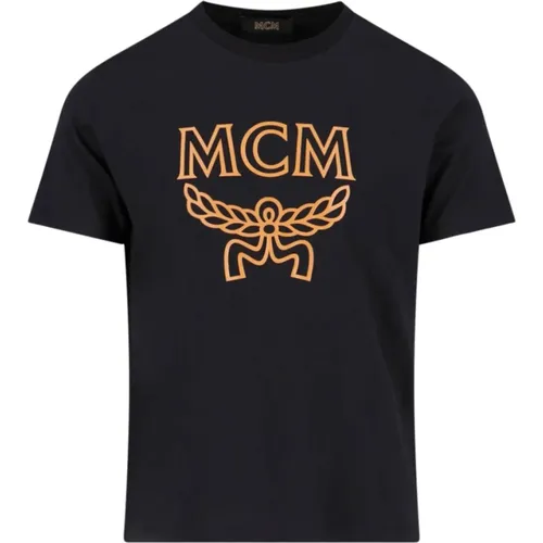 Schwarzes Logo T-Shirt für Männer - MCM - Modalova