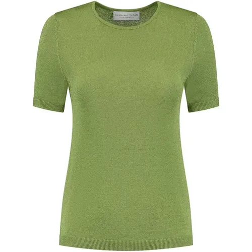 Glitzerndes Grünes T-Shirt für Frauen , Damen, Größe: M - Amaya Amsterdam - Modalova