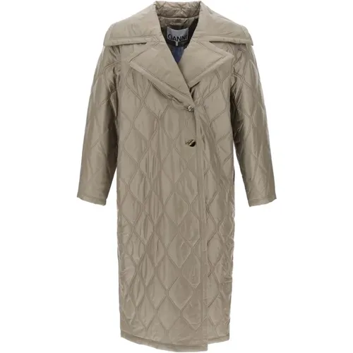 Quilted Oversized Coat with Double-Breasted Design , female, Sizes: S, XS - Ganni - Modalova