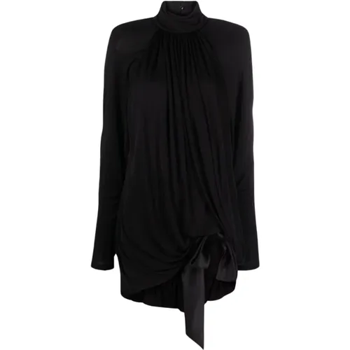 High-Neck Draped Minidress , female, Sizes: S, M - Saint Laurent - Modalova