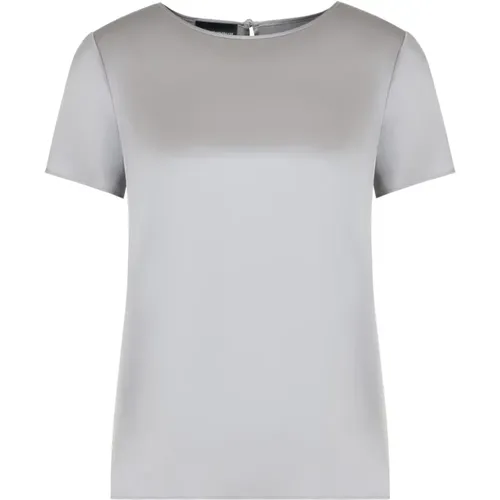 Grey Silk Blend Satin Top , female, Sizes: 2XS, XL, S, M, XS, L - Emporio Armani - Modalova