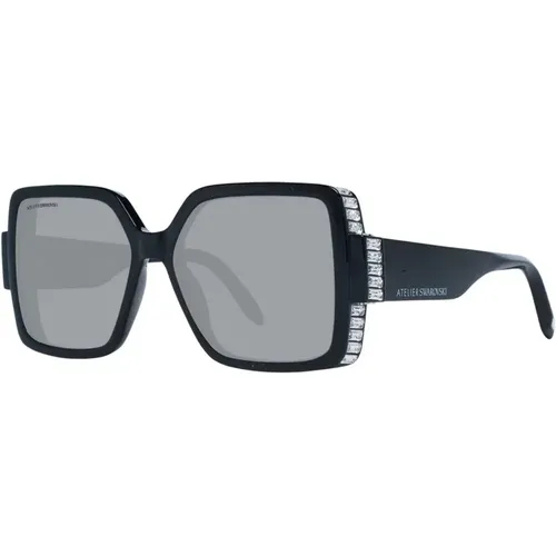 Schwarze Rechteckige Sonnenbrille mit UV-Schutz - Swarovski - Modalova