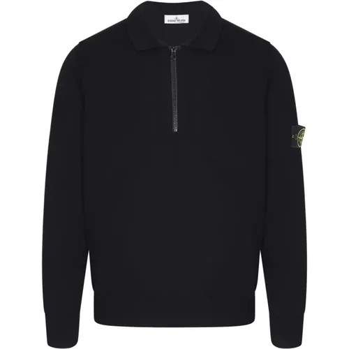 Knitted Zip Polo Shirt in , male, Sizes: L - Stone Island - Modalova