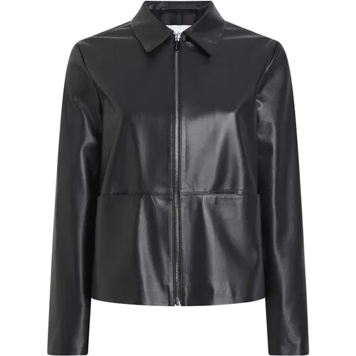 Leather Jacket with Zip , female, Sizes: M - Calvin Klein - Modalova