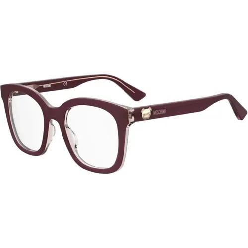 Burgunder Rahmen Stilvolle Brille , unisex, Größe: 50 MM - Moschino - Modalova