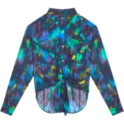 Bedruckte Baumwoll-Voile-Bluse mit Schleife , Damen, Größe: XS - Isabel marant - Modalova