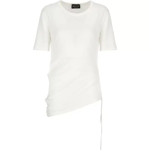 Weiße Baumwoll-T-Shirt mit Asymmetrischem Saum - Andrea Ya’aqov - Modalova