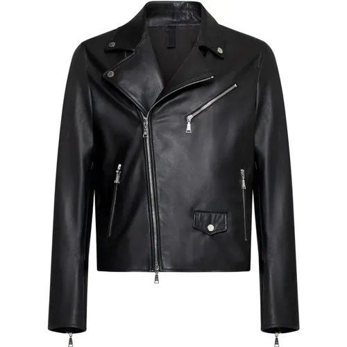 Schwarze Leder Bikerjacke - Tagliatore - Modalova