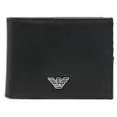 Schwarze Brieftasche mit Stoff und Bonded-Leder-Futter - Emporio Armani - Modalova