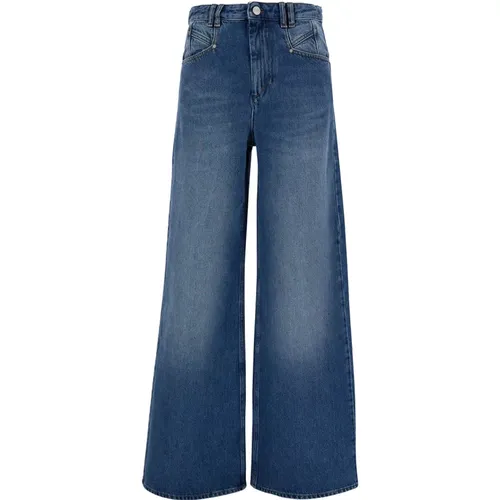 Flared Leg Jeans with Leather Logo Patch , female, Sizes: XS - Isabel marant - Modalova