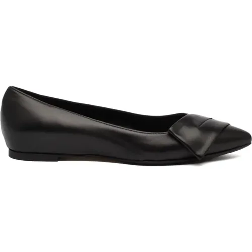 Schwarze Leder Slingback Ballerina Schuhe , Damen, Größe: 38 1/2 EU - L'ARIANNA - Modalova