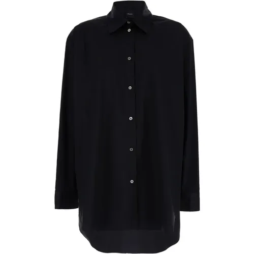 Schwarzes Baumwoll-Oversize-Shirt , Damen, Größe: L - Plain Units - Modalova