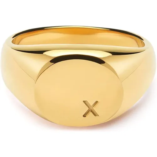 Limited Edition X Engraved Signet Ring , male, Sizes: 62 MM, 56 MM, 54 MM, 50 MM, 60 MM, 64 MM - Nialaya - Modalova