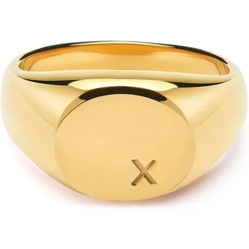 Limited Edition X Engraved Signet Ring , male, Sizes: 64 MM - Nialaya - Modalova