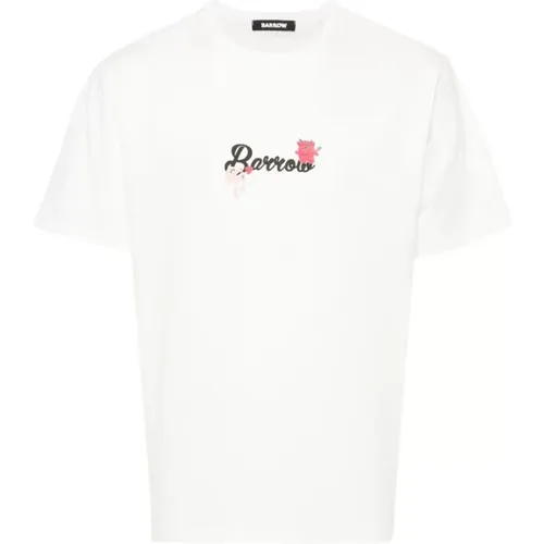 Bedruckte Crewneck T-Shirts und Polos,T-Shirts,Weiße Baumwoll-T-Shirt mit Logo-Druck - Barrow - Modalova