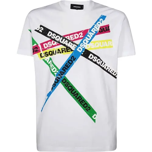 Baumwoll Multi-Logo T-Shirt - Dsquared2 - Modalova