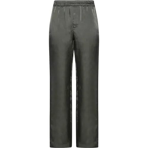 Khaki Cupro Jogging Trousers , male, Sizes: L - Saint Laurent - Modalova