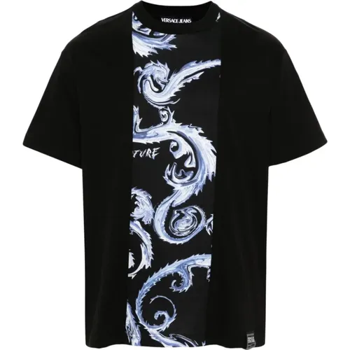 Schwarzes T-Shirt für Männer , Herren, Größe: L - Versace Jeans Couture - Modalova