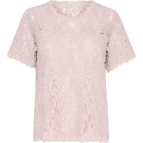 Lace Blouse Burnished Lilac Feminine Style , female, Sizes: L, XS, M, XL, S - Cream - Modalova