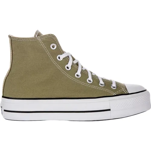 High Top Olive Platform Sneakers , female, Sizes: 4 1/2 UK, 3 UK, 6 UK, 4 UK, 3 1/2 UK, 8 UK, 5 UK, 7 UK, 6 1/2 UK, 9 UK - Converse - Modalova