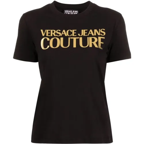 Schwarze T-Shirts und Polos , Damen, Größe: 2XS - Versace - Modalova