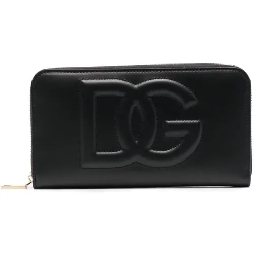 Schwarzes geprägtes Logo-Portemonnaie , Damen, Größe: ONE Size - Dolce & Gabbana - Modalova