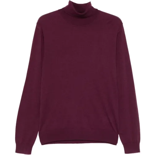 Purple Cashmere Roll Neck Sweater , male, Sizes: L, XL - Hugo Boss - Modalova