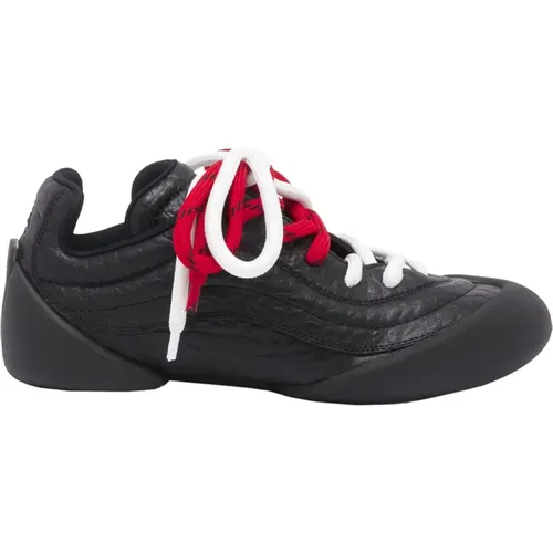 Schwarze Flexion Sneakers mit Roten und Weißen Schnürsenkeln , Damen, Größe: 38 1/2 EU - alexander mcqueen - Modalova