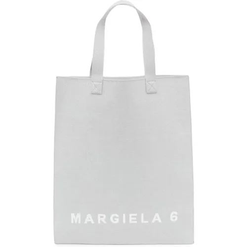 Silver Logo Print Tote Bag , female, Sizes: ONE SIZE - Maison Margiela - Modalova