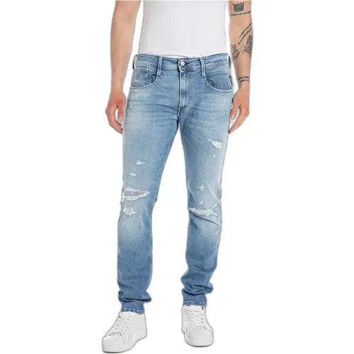 Hellblaue Jeans mit Reißverschluss , Herren, Größe: W31 L32 - Replay - Modalova
