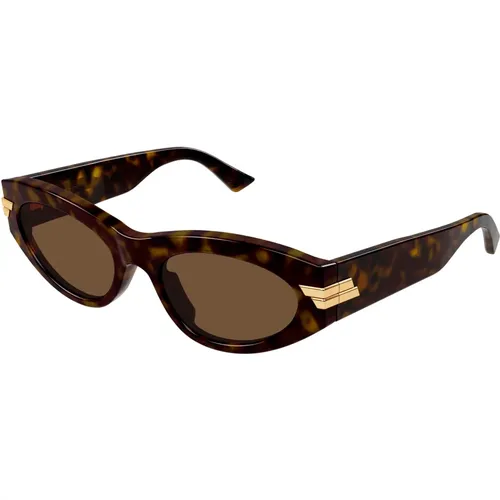 Stylische Sonnenbrille in Havana/Braun , Damen, Größe: 53 MM - Bottega Veneta - Modalova