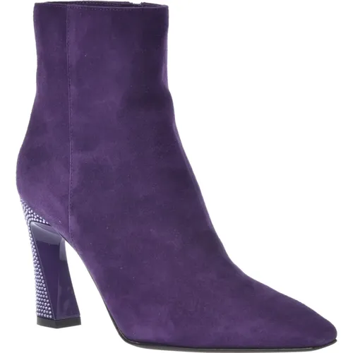 Ankle boots in violet suede , female, Sizes: 5 UK, 8 UK, 6 1/2 UK, 5 1/2 UK - Baldinini - Modalova