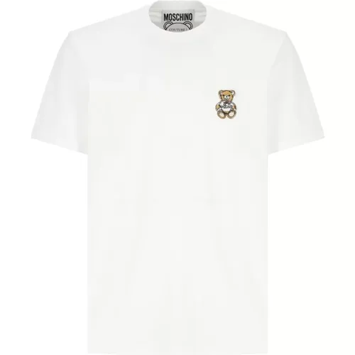 Weiße Teddybär-Logo-T-Shirt , Herren, Größe: XL - Moschino - Modalova