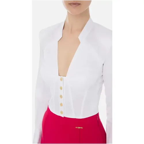 Cropped Corset Shirt , female, Sizes: M - Elisabetta Franchi - Modalova