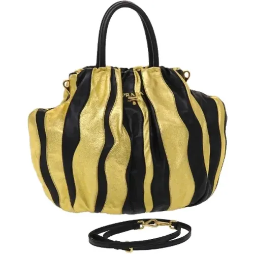 Pre-owned Goldfarbene Nylon-Handtasche mit Schultergurt - Prada Vintage - Modalova