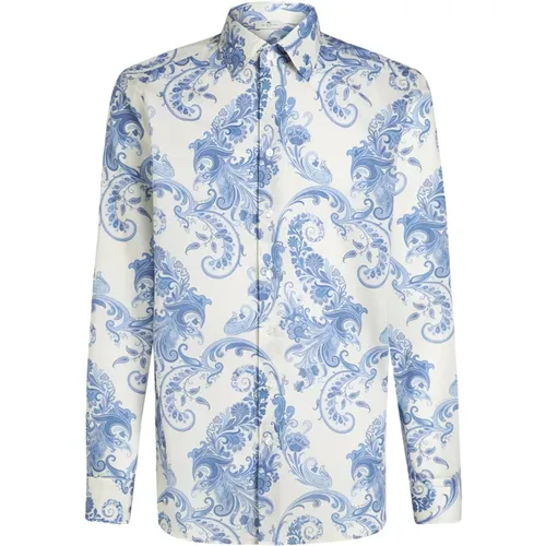 Blue Paisley Floral Print Shirt , male, Sizes: L - ETRO - Modalova