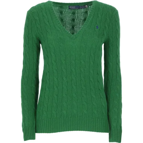 Grüner Wollpullover mit V-Ausschnitt , Damen, Größe: L - Ralph Lauren - Modalova