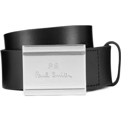 Schwarzes Leder-Logo-Schnalle-Gürtel , Herren, Größe: S - PS By Paul Smith - Modalova