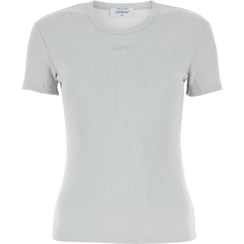 Stretch Baumwoll T-Shirt Off White - Off White - Modalova