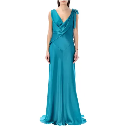 Elegant Satin Long Dress , female, Sizes: XS - alberta ferretti - Modalova