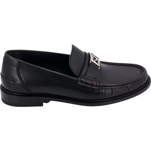 Square Leather Loafers for Men , male, Sizes: 6 1/2 UK - Fendi - Modalova