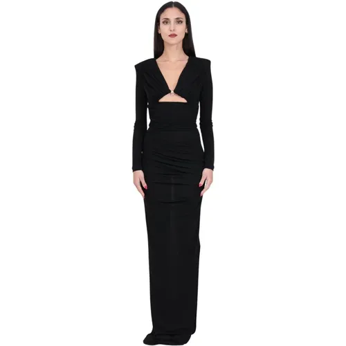 Schwarzes Red Carpet Jersey Kleid , Damen, Größe: XL - Elisabetta Franchi - Modalova