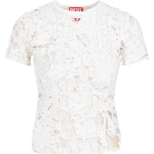 Cotton T-shirt Distressed Effect , female, Sizes: M, XS, S - Diesel - Modalova