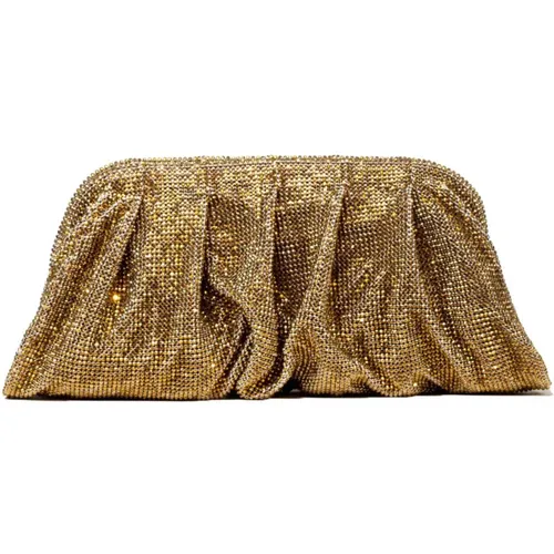 Golden Crystal Clutch Bag with Rhinestone Embellishment , female, Sizes: ONE SIZE - Benedetta Bruzziches - Modalova